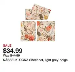 Ikea NÄSSELKLOCKA Sheet set, light grey-beige offer