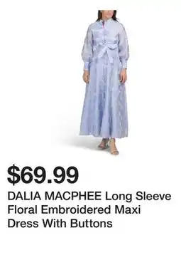 Marshalls DALIA MACPHEE Long Sleeve Floral Embroidered Maxi Dress With Buttons offer