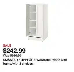 Ikea SMÅSTAD / UPPFÖRA Wardrobe, white with frame/with 3 shelves offer