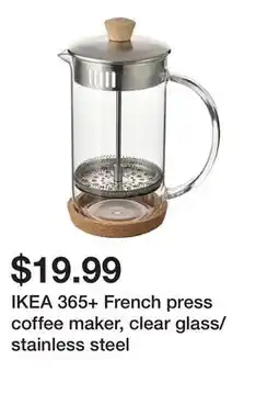 Ikea IKEA 365+ French press coffee maker, clear glass/stainless steel offer