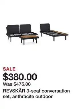 Ikea REVSKÄR 3-seat conversation set, anthracite outdoor offer