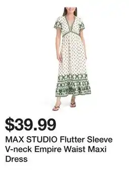 Marshalls MAX STUDIO Flutter Sleeve V-neck Empire Waist Maxi Dress offer