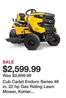 Tractor Supply Company Cub Cadet Enduro Series 46 in. 22 hp Gas Riding Lawn Mower, Kohler Engine, Hydrostatic Transmission offer