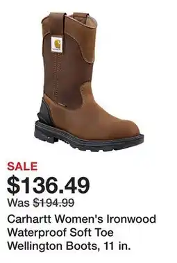 Tractor Supply Company Carhartt Women's Ironwood Waterproof Soft Toe Wellington Boots, 11 in offer