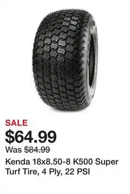 Tractor Supply Company Kenda 18x8.50-8 K500 Super Turf Tire, 4 Ply, 22 PSI offer