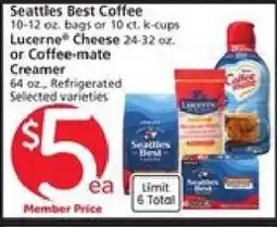 Albertsons Seattle's Best Coffee, Lucerne Cheese, Coffee-mate Creamer offer