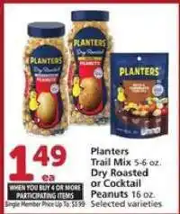 Albertsons Planters Trail Mix or Peanuts offer