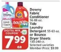 Albertsons Downy Fabric Conditioner, Tide Laundry Detergent, or Bounce Dryer Sheets offer