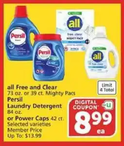 Albertsons all Free and Clear, Persil Laundry Detergent offer