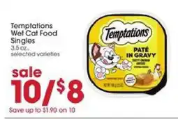 Giant Eagle Temptations Wet Cat Food Singles offer