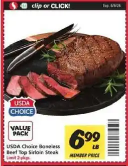 Safeway USDA Choice Boneless Beef Top Sirloin Steak offer
