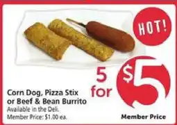 Safeway Corn Dog, Pizza Stix or Beef & Bean Burrito offer