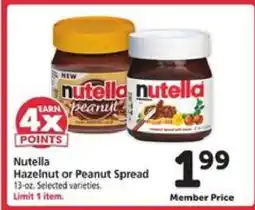 Safeway Nutella Hazelnut or Peanut Spread offer