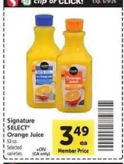 Safeway Signature Select Orange Juice offer