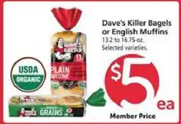Safeway Dave's Killer Bagels or English Muffins offer
