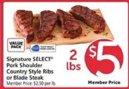 Safeway Signature SELECT Pork Shoulder Country Style Ribs or Blade Steak offer