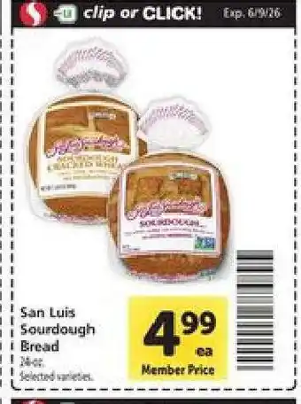 Safeway San Luis Sourdough Bread offer