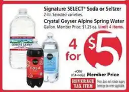 Safeway Signature SELECT Soda or Seltzer offer