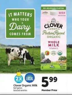 Safeway Clover Organic Milk offer
