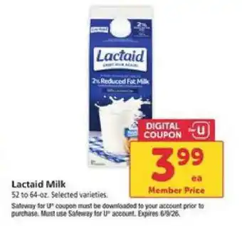 Safeway Lactaid Milk offer