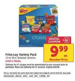 Safeway Frito Lay Variety Pack offer