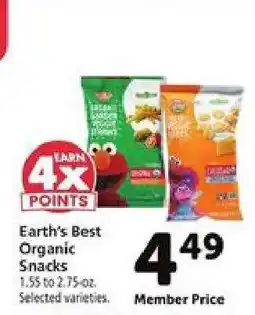 Safeway Earth's Best Organic Snacks offer