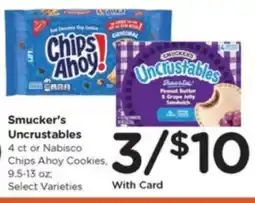 Kroger Smucker's Uncrustables or Nabisco Chips Ahoy Cookies offer