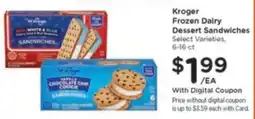 Kroger Kroger Frozen Dairy Dessert Sandwiches offer