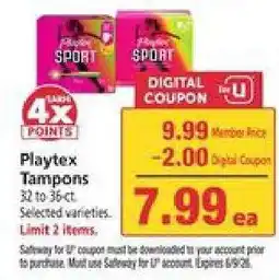 Safeway Playtex Tampons offer
