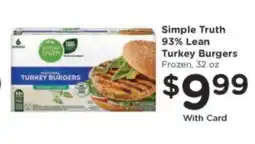 Kroger Simple Truth 93% Lean Turkey Burgers offer