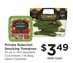 Kroger Private Selection Snacking Tomatoes or Mini Seedless Cucumbers offer