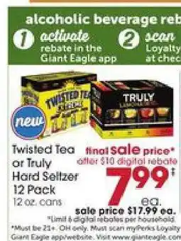Giant Eagle Twisted Tea or Truly Hard Seltzer offer