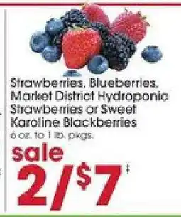 Giant Eagle Strawberries, Blueberries, Market District Hydroponic Strawberries or Sweet Karoline Blackberries offer