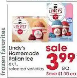 Giant Eagle Lindy's Homemade Italian Ice offer