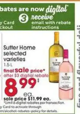 Giant Eagle Sutter Home selected varieties offer