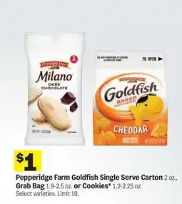Meijer Pepperidge Farm Goldfish Single Serve Carton or Cookies offer