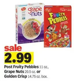 Meijer Post Fruity Pebbles, Grape Nuts, or Golden Crisp offer
