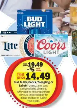 Meijer Bud, Miller, Coors, Yuengling or Labatt offer