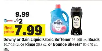 Meijer Downy or Gain Liquid Fabric Softener offer