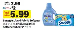 Meijer Snuggle Liquid Fabric Softener or Blue Sparkle Softener Sheets offer