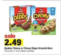 Meijer Quaker Chewy or Chewy Dipps Granola Bars offer