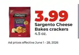 Hy-Vee Sargento Cheese Bakes crackers offer