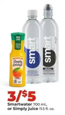 Hy-Vee Smartwater or Simply juice offer