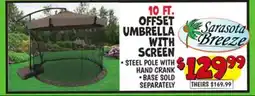 Ollie's 10 FT. OFFSET UMBRELLA WITH SCREEN offer