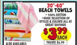 Ollie's 30-60 BEACH TOWELS offer