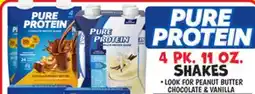 Ollie's PURE PROTEIN 4 PK. 11 OZ. SHAKES offer