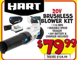 Ollie's HART 20V BRUSHLESS BLOWER KIT offer