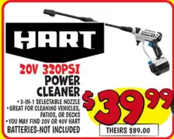 Ollie's HART 20V 320PSI POWER CLEANER offer