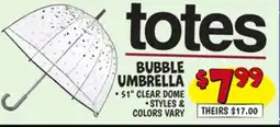 Ollie's TOTES BUBBLE UMBRELLA offer