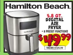 Ollie's HAMILTON BEACH 5.8 QT. DIGITAL AIR FRYER offer